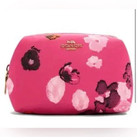 Coach Cosmetic Case with Halftone Floral Print Confetti Pink - Picture 1 of 3